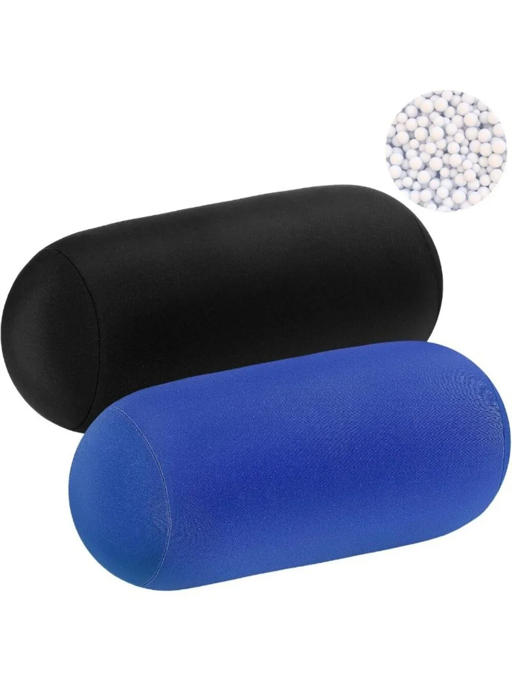 2 Pcs Microbead Roll Pillow Bolster - Neck & Back Support, Travel Comfort